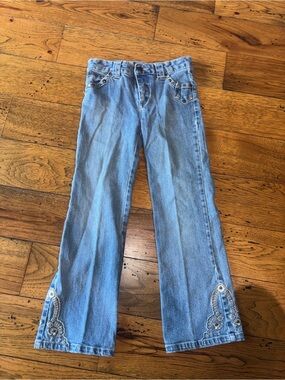 Vintage Mary-Kate and Ashley Light Blue Embroidered Hem Girls Jeans Size 8